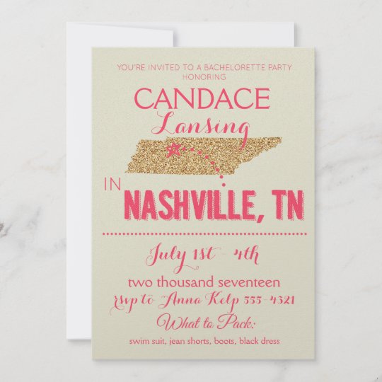 Nashville Gold Bachelorette Party Invitation | Zazzle.com