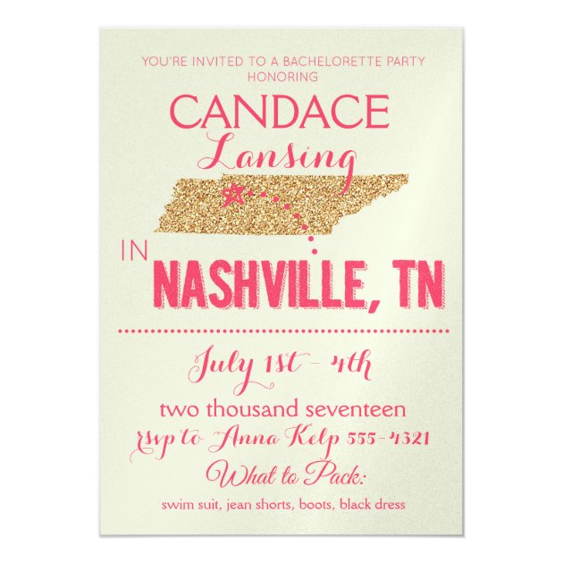 Nashville Gold Bachelorette Party Invitation