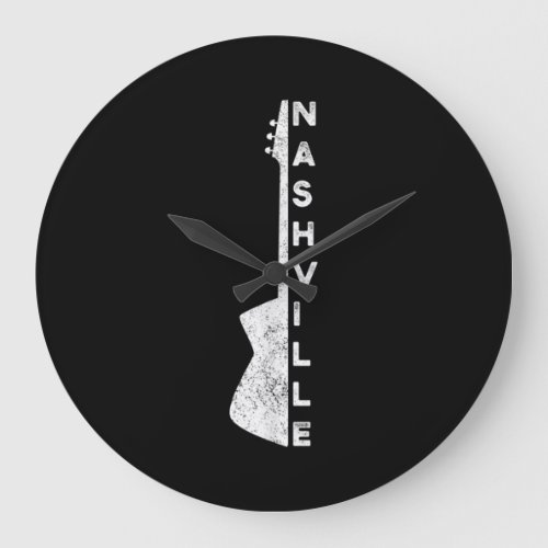 Nashville Guitar Country Music Lovers Gifts Large Clock