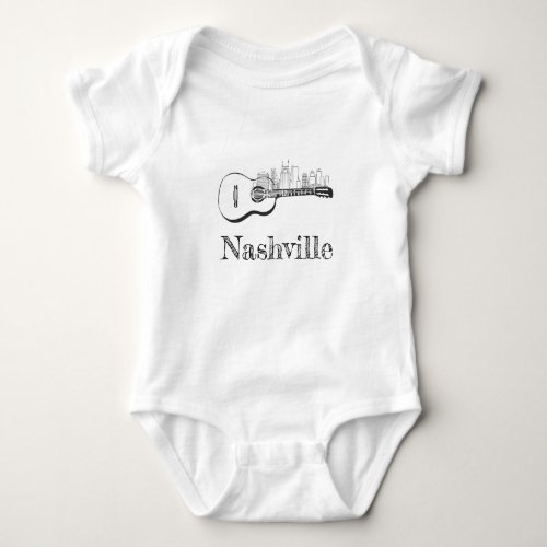 Nashville Guitar skyline Baby Bodysuit
