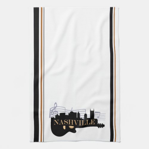 Nashville Guitar Skyline Kitchen Towel 16 x 24