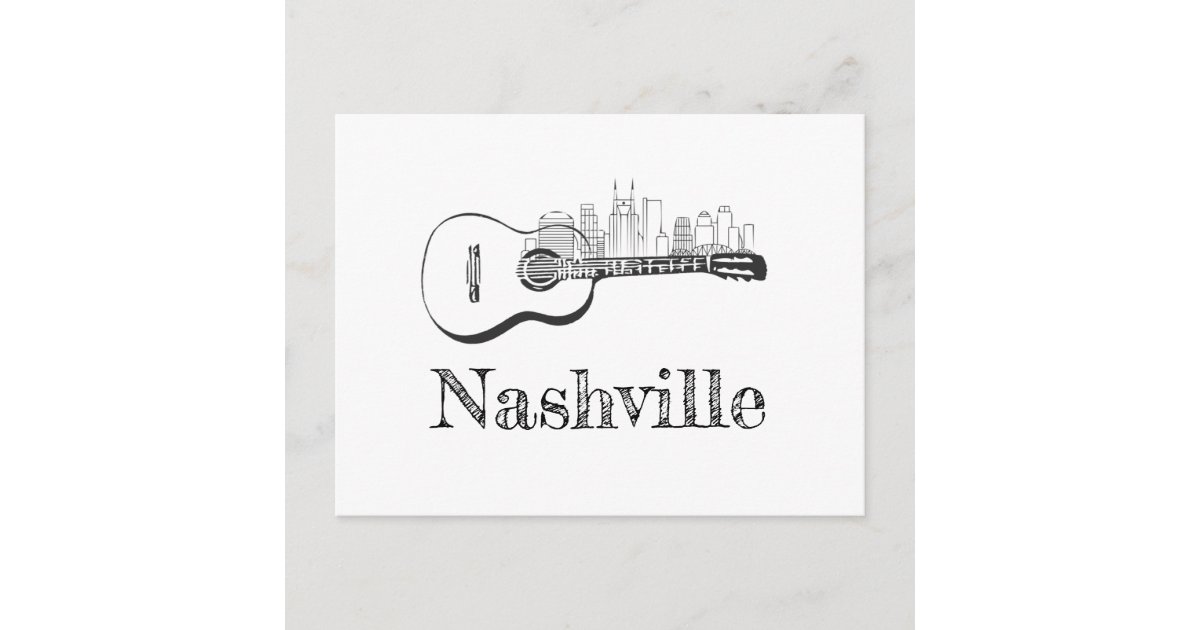 Nashville Guitar skyline Postcard | Zazzle