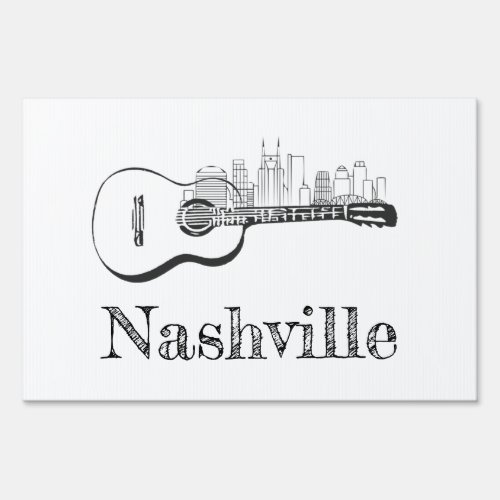 Nashville Guitar skyline Sign