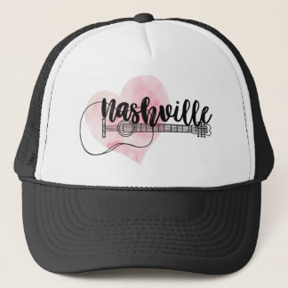 Nashville Guitar watercolor heart design Trucker Hat