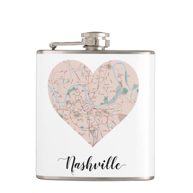 Nashville Heart Map Flask (Front)