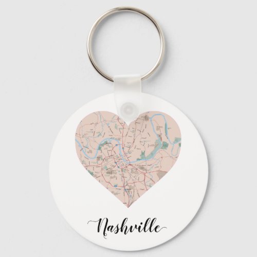 Nashville Heart Map Keychain