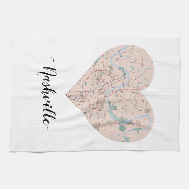 Nashville Heart Map Towel (Horizontal)