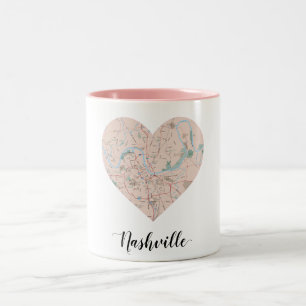 Nashville Heart Map Two-Tone Coffee Mug