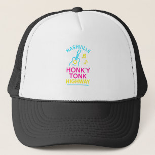 Nashville Honky Tonk Highway Neon Design Trucker Hat
