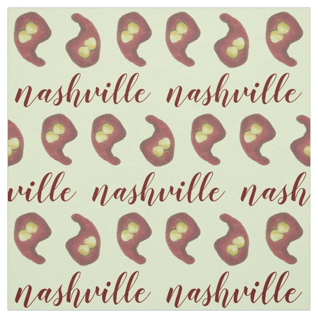 Nashville Hot Chicken w/ Pickles TENNESSEE TN Food Fabric (Swatch)
