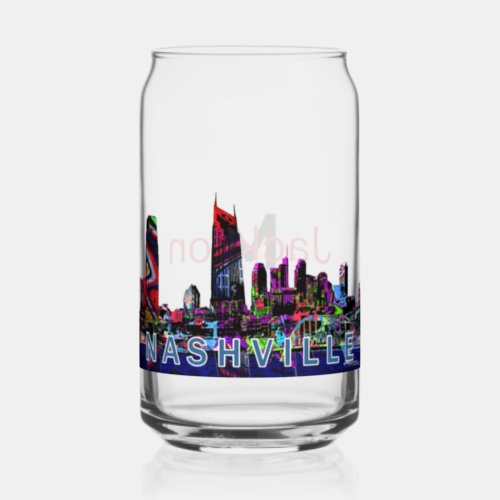Nashville in graffiti with monogram  can glass