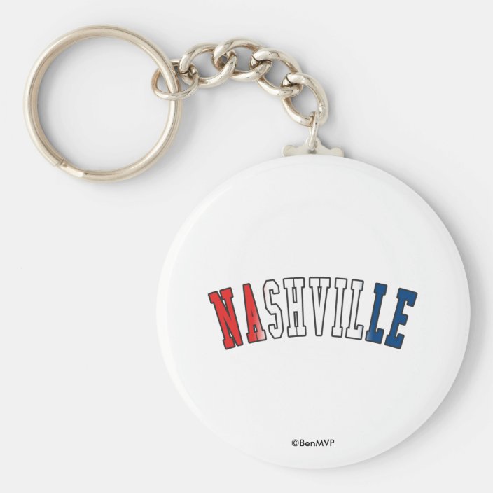 Nashville in Tennessee State Flag Colors Key Chain