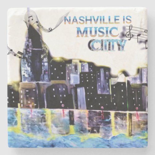 Nashville Is Music City Marble Coaster