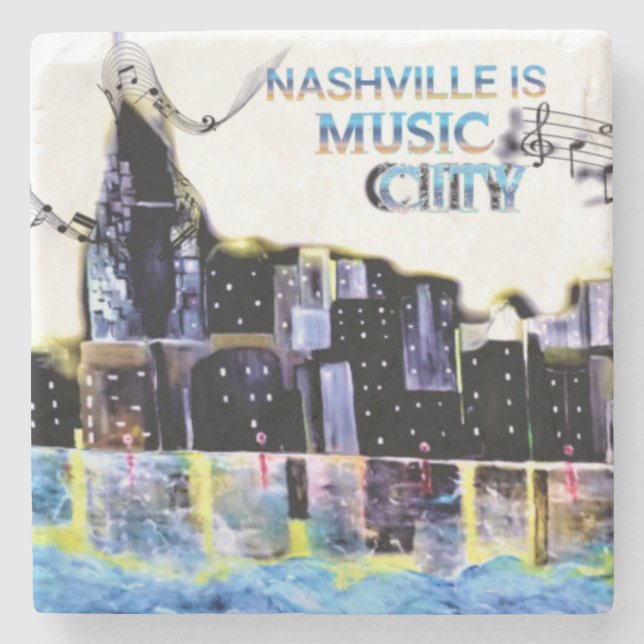 Nashville Is Music City Marble Coaster (Front)
