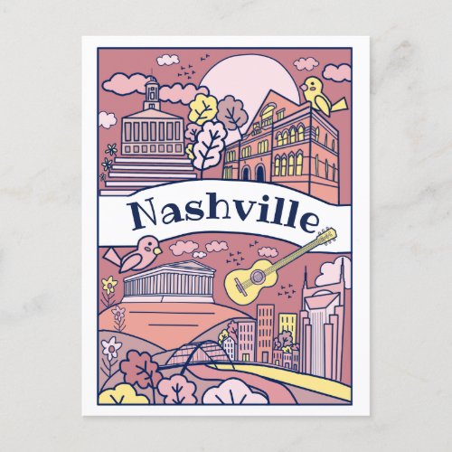 Nashville Landmarks Postcard _ Pink