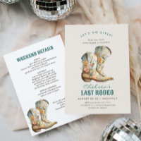 Nashville Last Rodeo Boots Bachelorette Party Invi