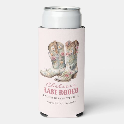 Nashville Last Rodeo Boots Bachelorette Party Seltzer Can Cooler