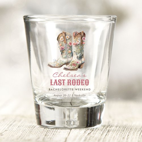 Nashville Last Rodeo Boots Bachelorette Party Shot Glass