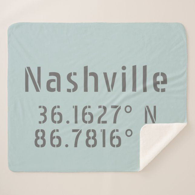 Nashville Latitude Longitude Sherpa Blanket (Front (Horizontal))