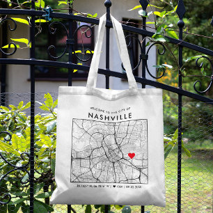 Nashville Love Locator City Map Wedding Welcome Tote Bag