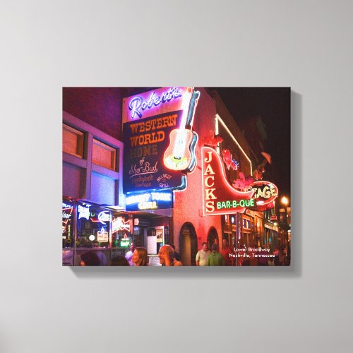 Nashville Lower Broadway Wrapped Canvas Prints