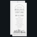 Nashville | Modern Deco Wedding Program<br><div class="desc">A deco skyline-themed wedding program for a wedding taking place in the beautiful city of Nashville. This wedding program card features a stylized illustration of the city's unique skyline with its name underneath. This is resting underneath your wedding day information in a matching open-lined style. On the reverse side is...</div>