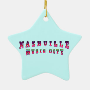 Nashville Music City 2 Ceramic Ornament