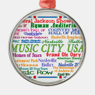 Nashville Music City Metal Ornament