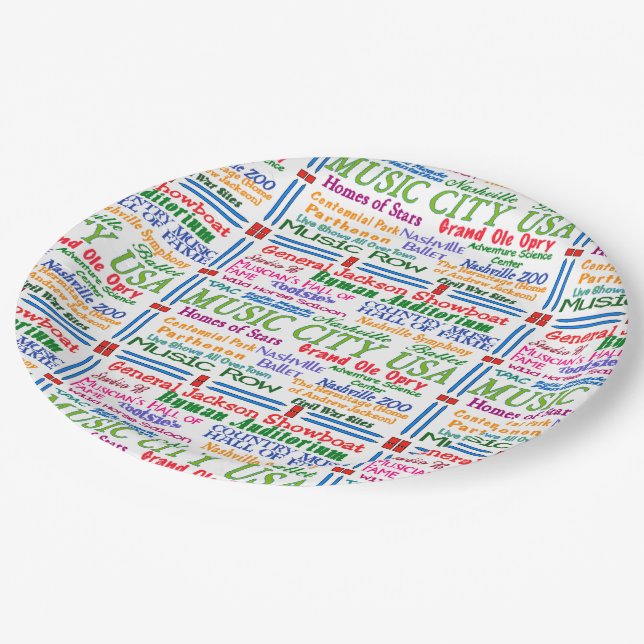 Nashville Music City Paper Plates (Angled)