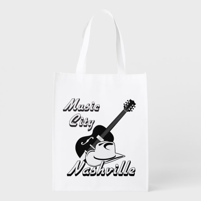 Nashville. Music city Reusable Grocery Bag (Back)