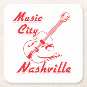 Nashville. Music city Square Paper Coaster