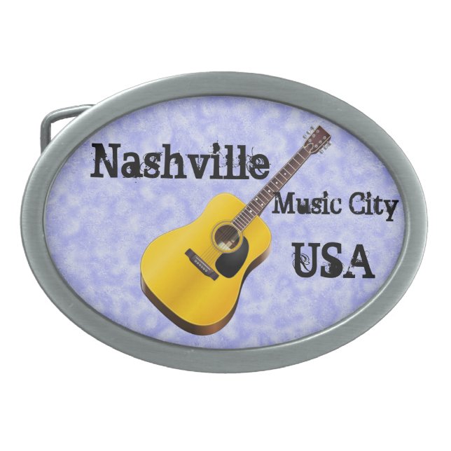 Nashville Music City USA Oval Belt Buckle (Front)
