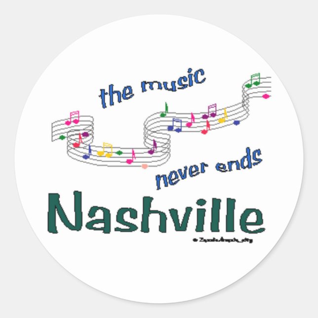 Nashville Music Notes Classic Round Sticker (Front)