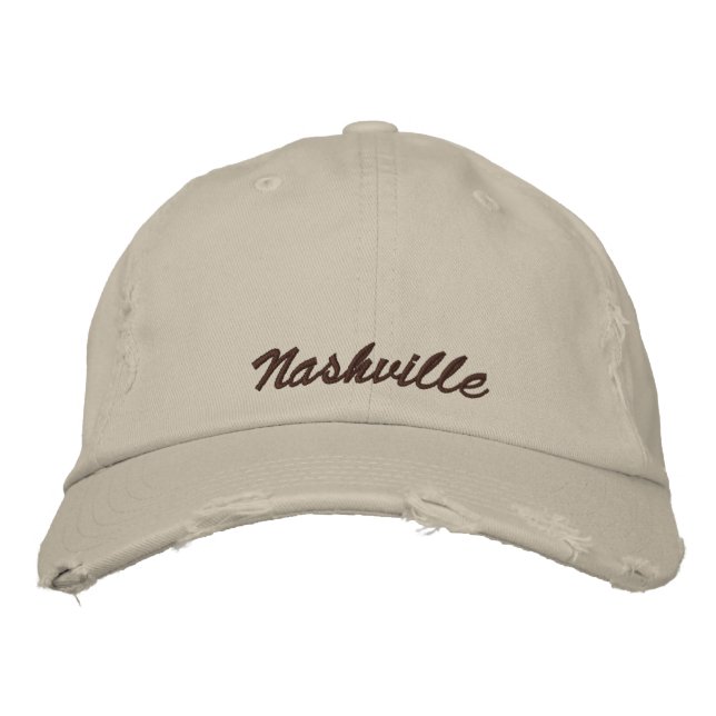 Nashville Music Notes Embroidered Baseball Cap (Front)