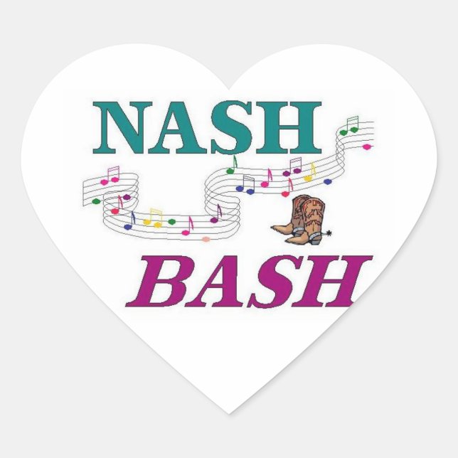 Nashville Nash Bash Music Heart Sticker (Front)