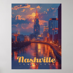 Nashville Nights: Skyline Reflections Poster