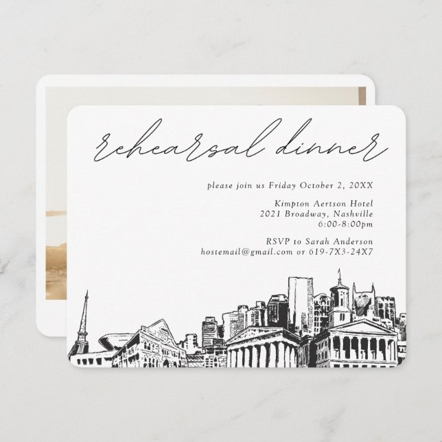 Nashville Rehearsal Dinner Invite Enclosure Card (Front/Back)