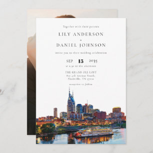 Nashville Riverfront Destination Photo Wedding Invitation