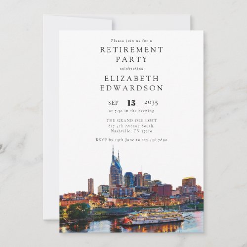 Nashville Riverfront Skyline Retirement Party