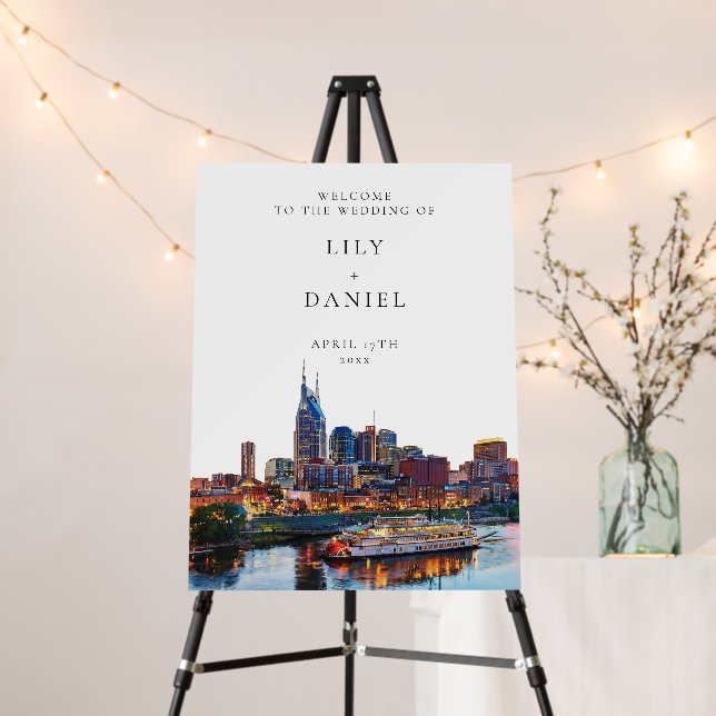 Nashville Riverfront Wedding Welcome Sign (In Situ (Stand))