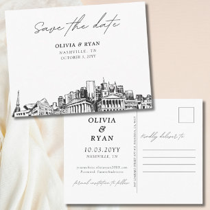 Nashville Save the Date Postcard Elegant Wedding