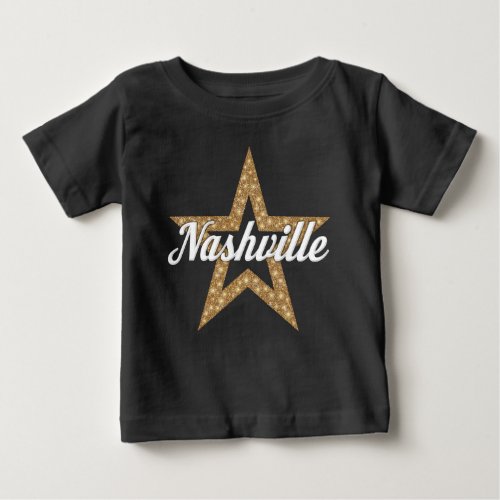 Nashville Script With Star White Type Baby T_Shi Baby T_Shirt