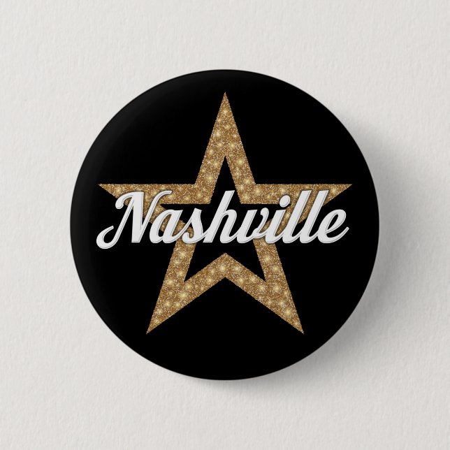 Nashville Script With Star (White Type) Button (Front)