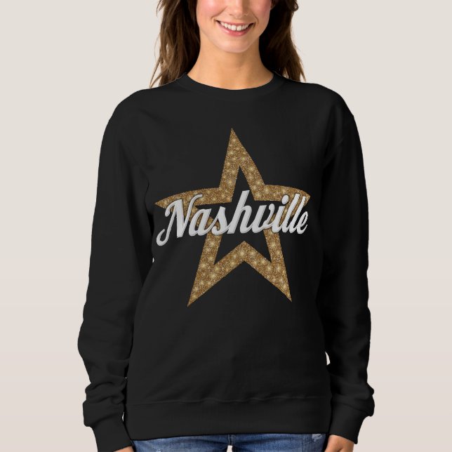 Nashville Script With Star (White Type) Sweatshirt (Front)