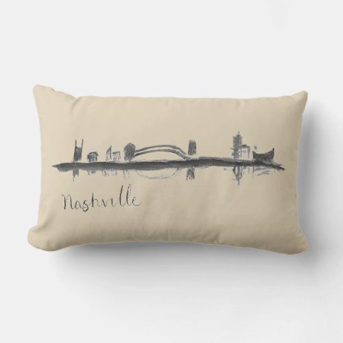 Nashville Sketched Skyline Throw Pillow
