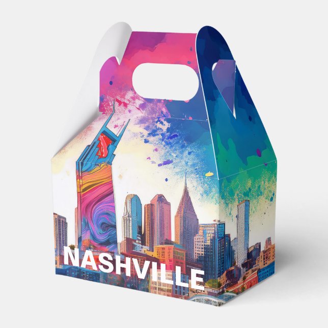 Nashville Skyline Abstract Art Favor Boxes (Front Side)