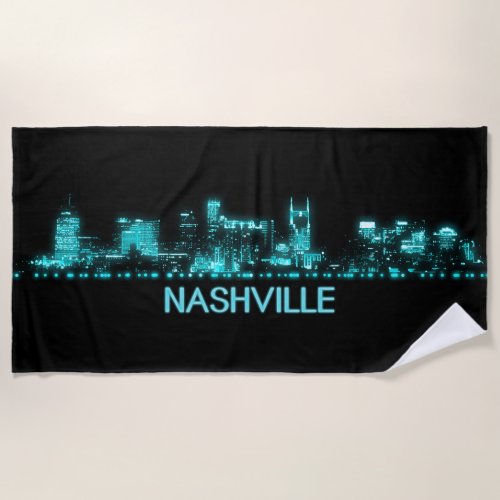 Nashville Skyline Beach Towel