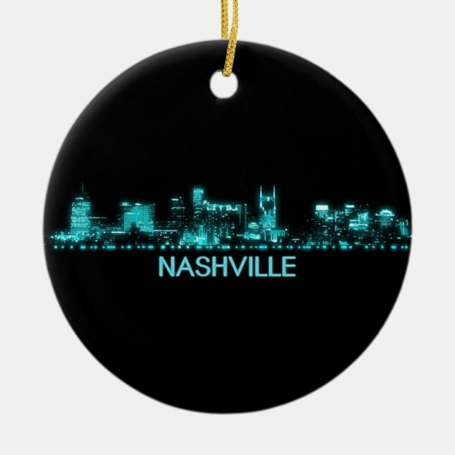 Nashville Skyline Ceramic Ornament (Front)