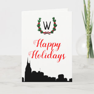 Nashville Skyline Christmas Happy Holidays Holiday Card