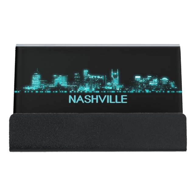Nashville Skyline Desk Business Card Holder (Front)